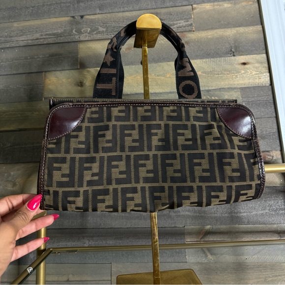 Authentic Vintage FENDI Brown Zucca Jacquard Foldable Tote Bag - Picture 3 of 9